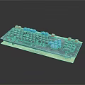 Mechanical Keyboard With Black Red And Blue Colored Keycaps And Key Layout