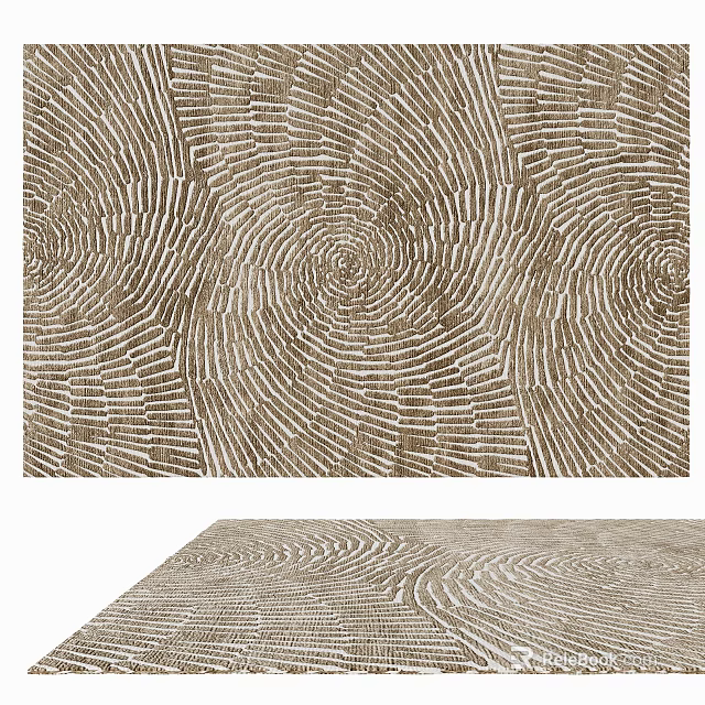 Square Rug With Circular Textured Pattern In Neutral Tones 3d model