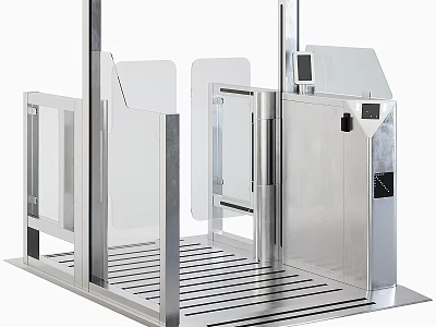 Stainless Steel Safety Railing With Transparent Panels Platform Base And Access Control Design 3d model