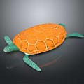 Realistic 3D Rendered Turtle With Orange Shell And Green Limbs On Dark Background 3d model