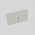 Modern Console Cabinet With Light Colored Textured Doors And Metal Legs