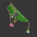 Traditional Ethnic Decorative Weapon Adorned With Red Tassels And Pom Poms Ornate Details
