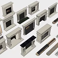Various Fireplace Models In Different Styles For Home Interior Design 3d model