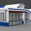 Traffic Law Enforcement Station With Blue White Exterior And Digital Public Service