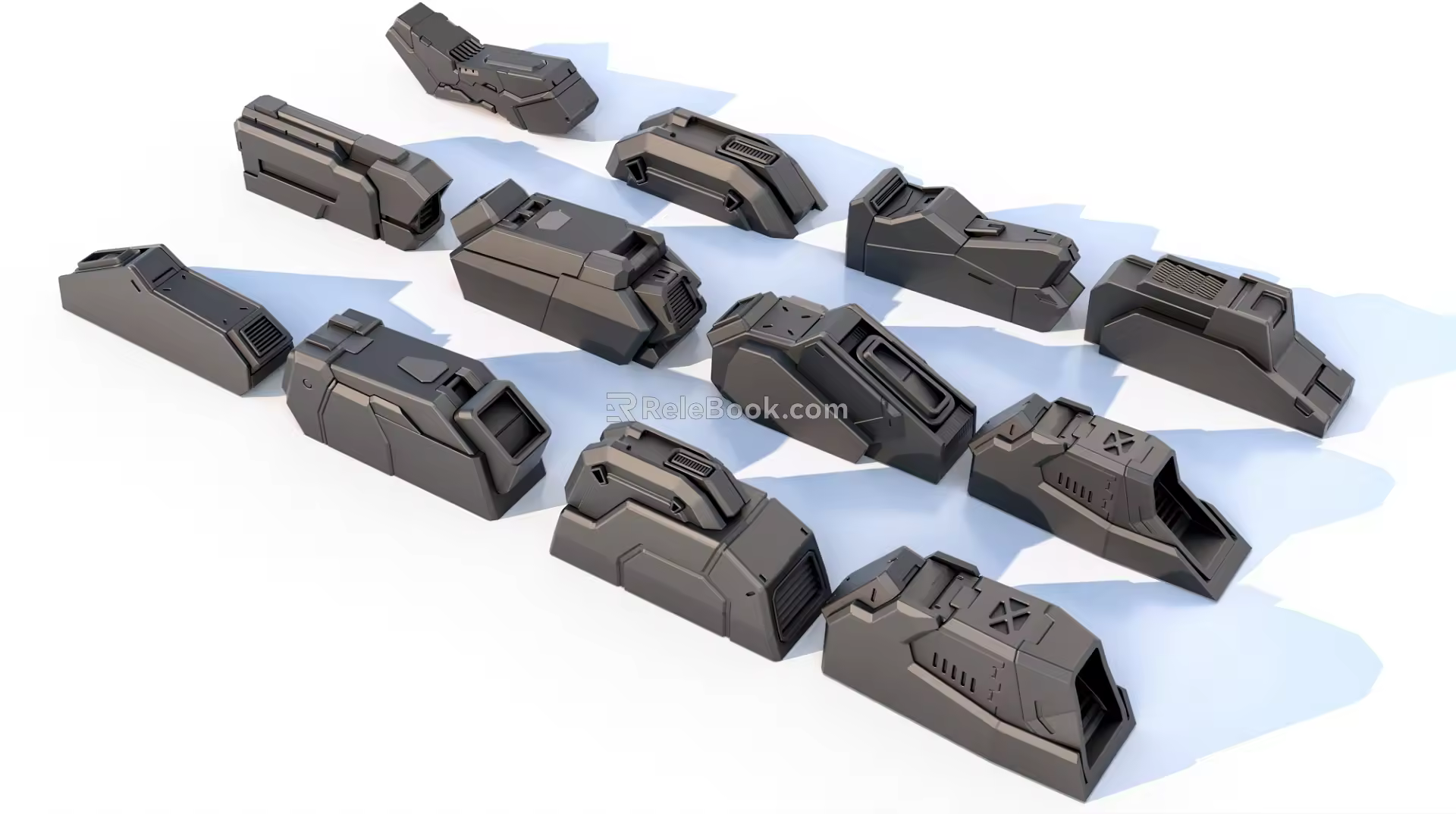 sci-fi mechanical parts hard surface combination 3d model