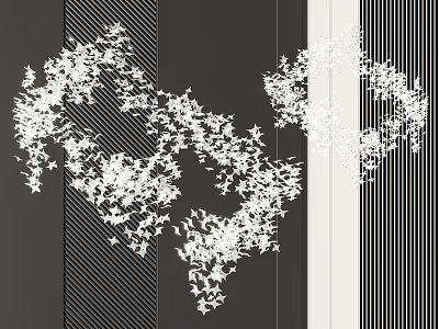 Artistic White Decorative Chandelier With Modern Design And Stripe Interior Background 3d model