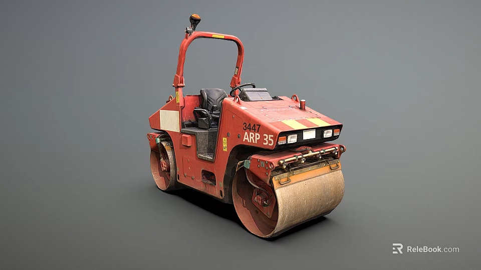 Red ARP 35 Road Roller With Front Drum And Operator Seat 3d model 