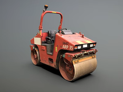 Red ARP 35 Road Roller With Front Drum And Operator Seat 3d model