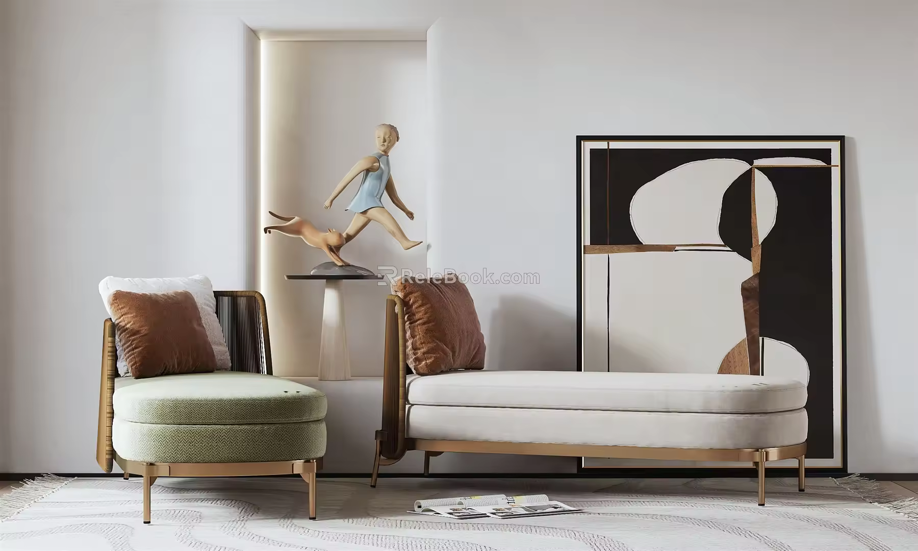 Light Luxury Combination Sofa Single Sofa 3d model