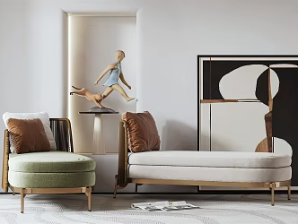 Light Luxury Combination Sofa Single Sofa 3d model