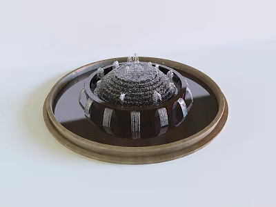 Outdoor Decorative Garden Ornament With Circular Brown Tray And Tiered Layered Structure 3d model