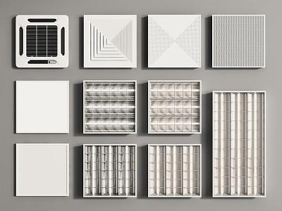 Grille lamp panel lamp grid lamp aluminum gusset exhaust fan ceiling air conditioner vent 3d model