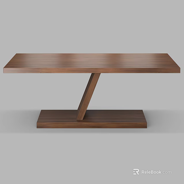 Modern Minimalist Wooden Dining Table With Sleek Tabletop And Unique Base Structure 3d model