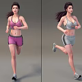 Two Women Running in Active Sportswear Showing Dynamic Athletic Poses