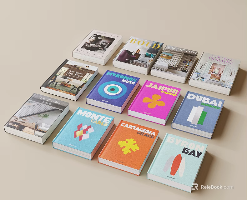 Vibrant Books Magazines Collection Featuring Colorful Covers Varied Titles And Designs 3d model 