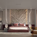 Modern Bedroom Interior Design With Marble Accent Wall And Sleek Lighting Fixtures