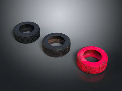 High Quality Automotive Tires in Black and Red Colors for Vehicles 3d model
