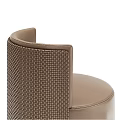 Modern Brown Leather Ottoman Set with Woven Back and Metal Base Design