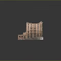Old Style Multi Story Building Model With Balconies Windows And Graffiti 3d model