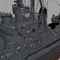 Detailed Warship Scale Model Featuring Gray Hull Antennas And Deck Guns 3d model