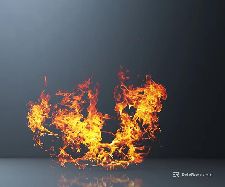 Cozy Warm Fireplace With Bright Flames Burning In Modern Living Room 3d model 