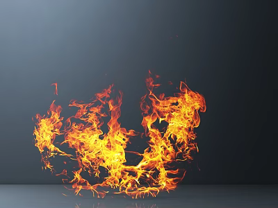 Cozy Warm Fireplace With Bright Flames Burning In Modern Living Room 3d model