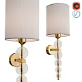 Elegant Modern Gold Metal Wall Lamps With White Pleated Shade And Glass Globe Accents