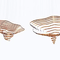 Modern Striped Wave Design Chandeliers With Copper Metallic Curved Structure 3d model
