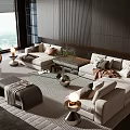 Modern Minotti Sofa Coffee Table Combination 3d model