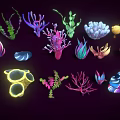 Vibrant Colorful Various Types Of Coral And Marine Plants With Different Shapes
