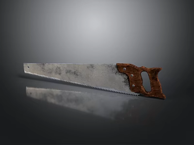 Sturdy Hand Saw With Wooden Handle And Sharp Metal Blade For Woodworking 3d model