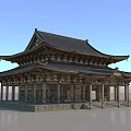 Traditional Chinese Architectural Design With Double Eaved Roof Wooden Columns And Stone Platform