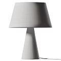 Modern Table Lamp With Beige Linen Lampshade And Wooden Cone Base