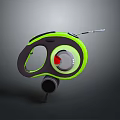 Green And Black Retractable Dog Leash With Ergonomic Handle And Metal Hook