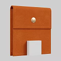 Portable Orange Suede Case With Metal Button Closure And Stitching Details