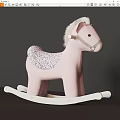 Pink Spotted Rocking Horse Crafted From Wooden Building Blocks With White Rockers