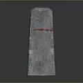 Textured Concrete Roadside Marker With Red Horizontal Line And Top Hole