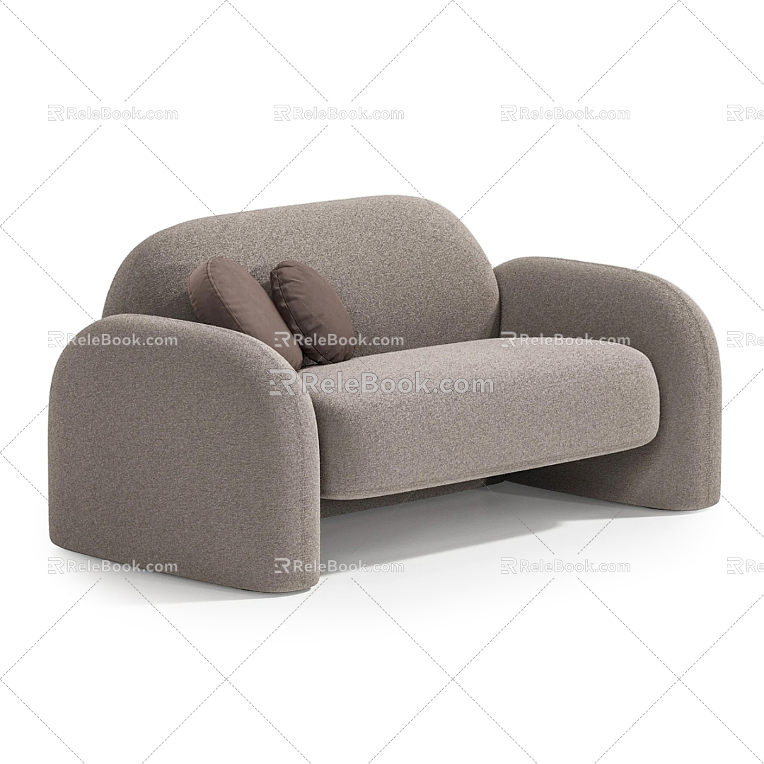 Modern Simple Double Sofa Sofa Simple Double Sofa Living Room Sofa Pillow 3d model