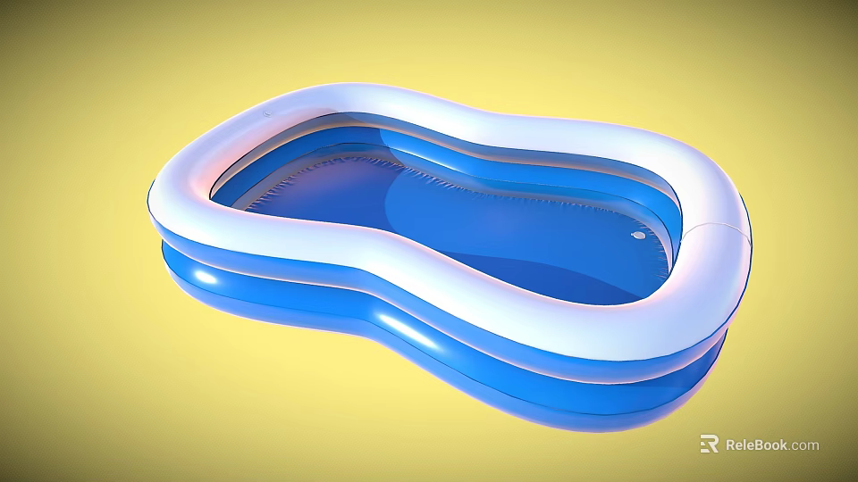 Blue And White Inflatable Wavy Swimming Pool Kids Summer Outdoor Play Equipment 3d model 