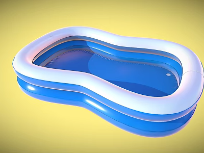 Blue And White Inflatable Wavy Swimming Pool Kids Summer Outdoor Play Equipment 3d model