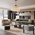 Silent Wind Living Room Silent Wind Sofa Coffee Table Combination Sofa Coffee Table Combination Fabric Sofa Landing Chair 3d model