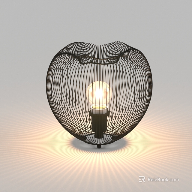 Elegant Black Heart Shaped Wire Mesh Table Lamp With Warm Glowing Light 3d model 