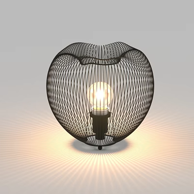 Elegant Black Heart Shaped Wire Mesh Table Lamp With Warm Glowing Light 3d model Elegant Black Heart Shaped Wire Mesh Table Lamp With Warm Glowing Light 3d model