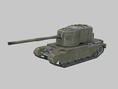 Vintage Military Tank 3D Model Showcasing Green Painted Tracks And Long Cannon Barrel 3d model