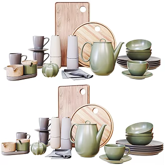Modern Tableware Combination Plate Cup Bowl 3d model