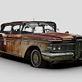 Rusted Abandoned Vintage Classic Car With Old Model And Damaged Exterior