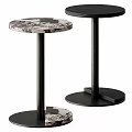 Modern Minimalist Side Tables With Round Marble Pattern Top And Black Legs 3d model