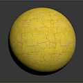 Yellow Sphere With Cracks And Rough Surface Texture On Gray Background 3d model