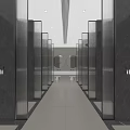 Modern Hotel Bathroom Interior With Marble Walls Double Mirrors And Recessed Lighting