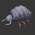 Blue Pill Bug With Glowing Eyes And Purple Legs 3D Model On Black Background